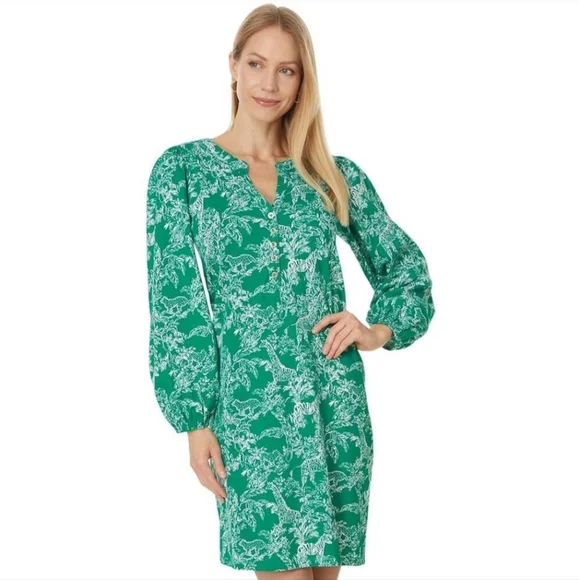 green safari dress Green Safari A-Line Cotton Blend Dress main image 1